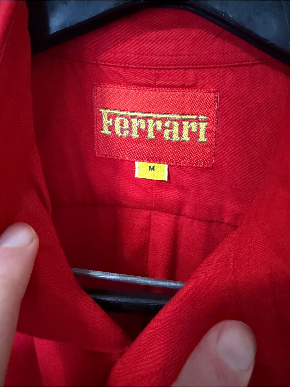Ferrari Red Button-Down Shirt with Shield Patch - Picture 3 of 6